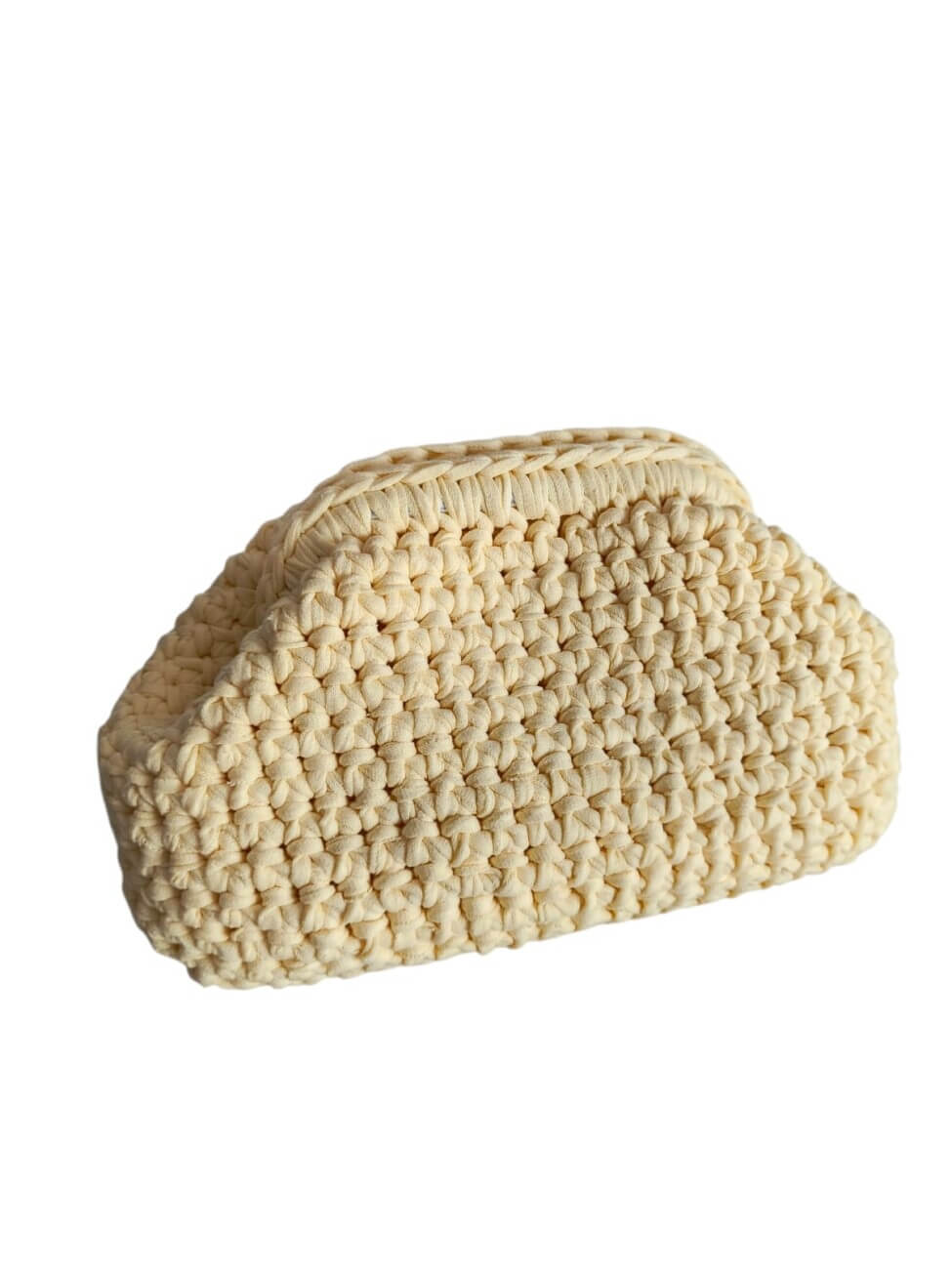 Πλεκτή χειροποίητη κίτρινη τσάντα clutch